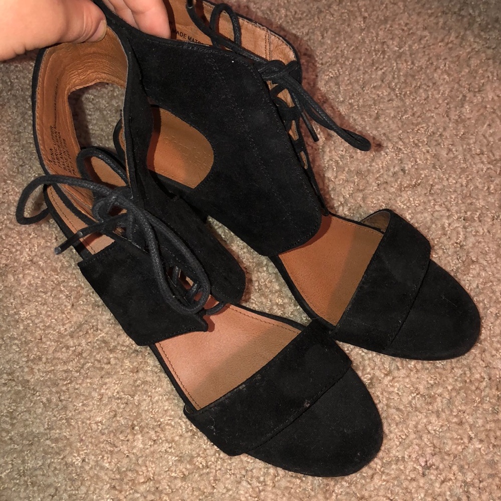 Black Strappy/Lace-Up Heels